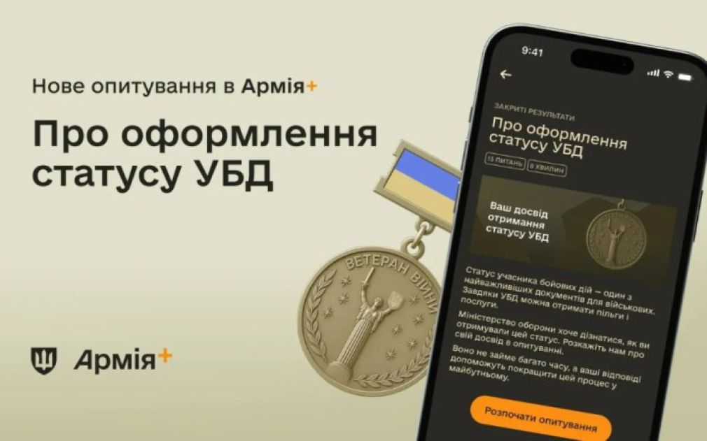 У застосунку Армія+ запустили опитування про статус Учасника бойових дій